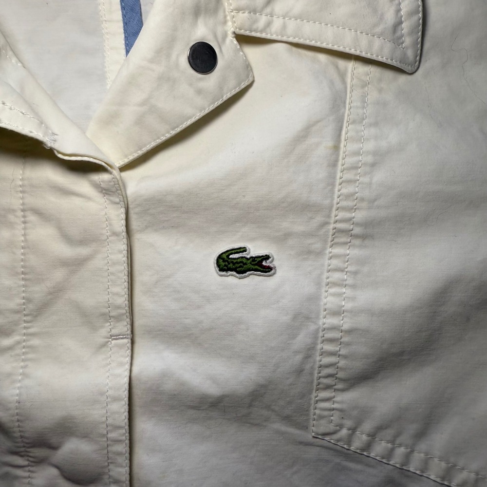 Lacoste Womens Lightweight Snap Front Jacket White Size 38 Embroidered Logo Coat - Picture 7 of 11